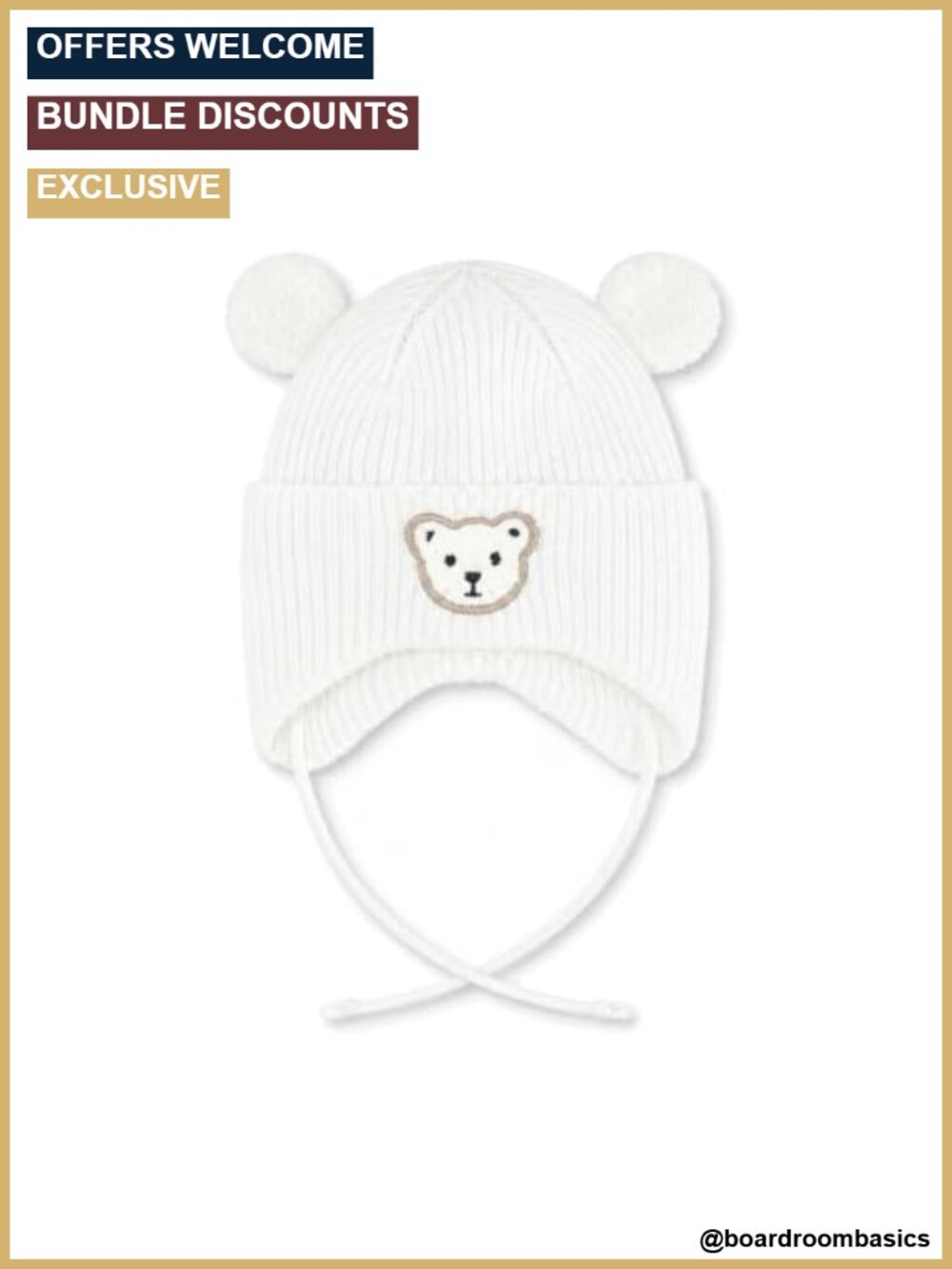 Baby Winter Knit Hat with Ear Flaps, Fuzzy Bear Ears, Fleece Lined